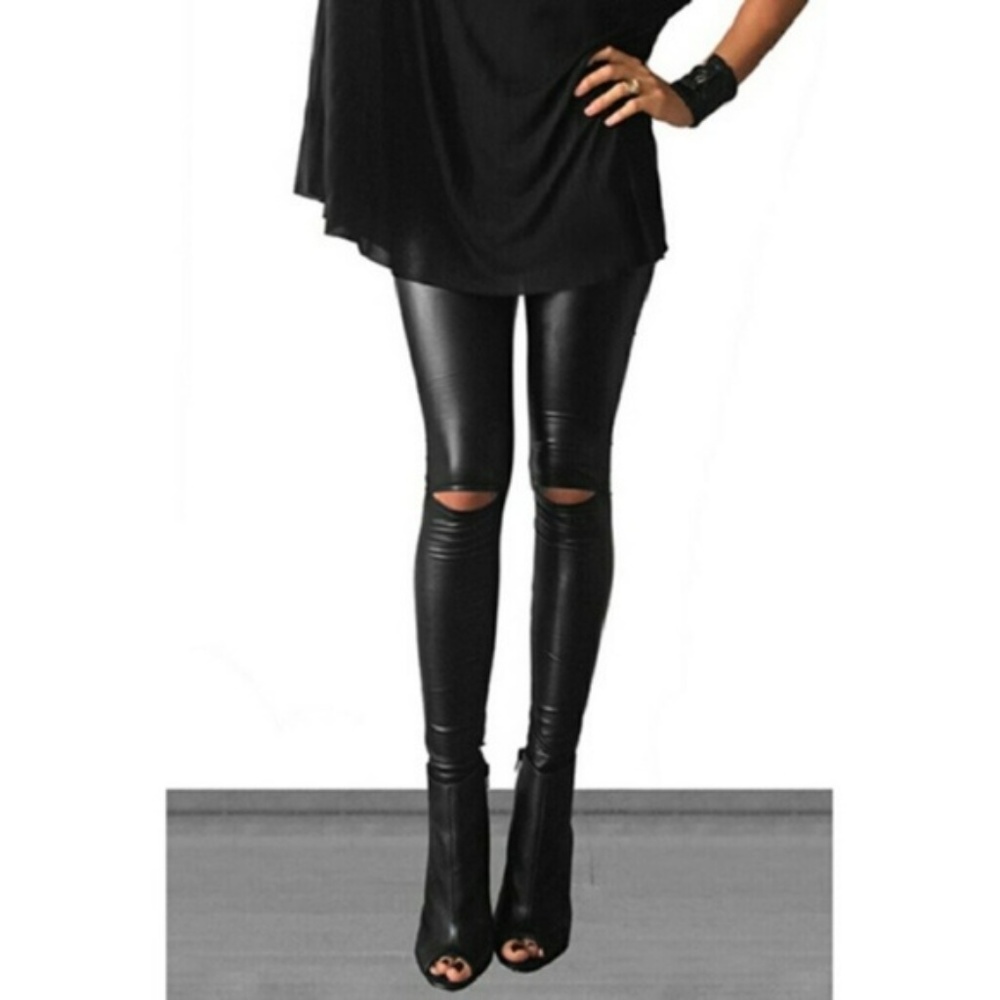Boutique Black Vegan Leather Leggings Large